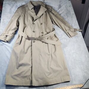 Vintage Newport Harbor Men's Trench Coat 46L USA Made Wool Removable Liner